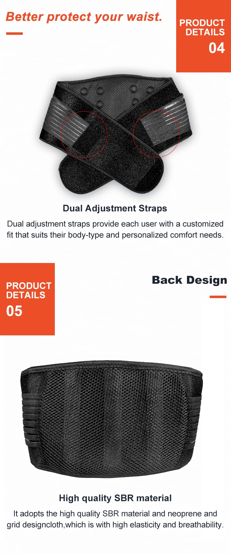 Stabilizing Lumbar Lower Back Brace Support Belt With Dual Adjustable Straps Breathable Mesh Panels