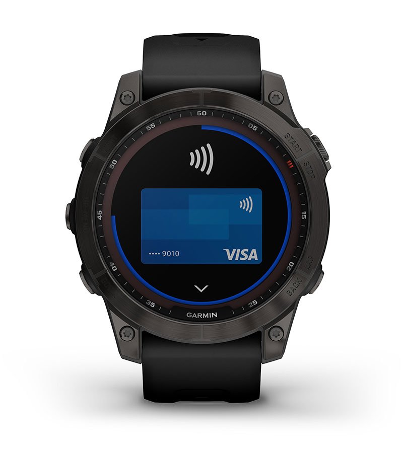 Безконтактні платежі Garmin Pay - Годинник fenix 7 Sapphire Solar титановий з шкіряним ремінцем