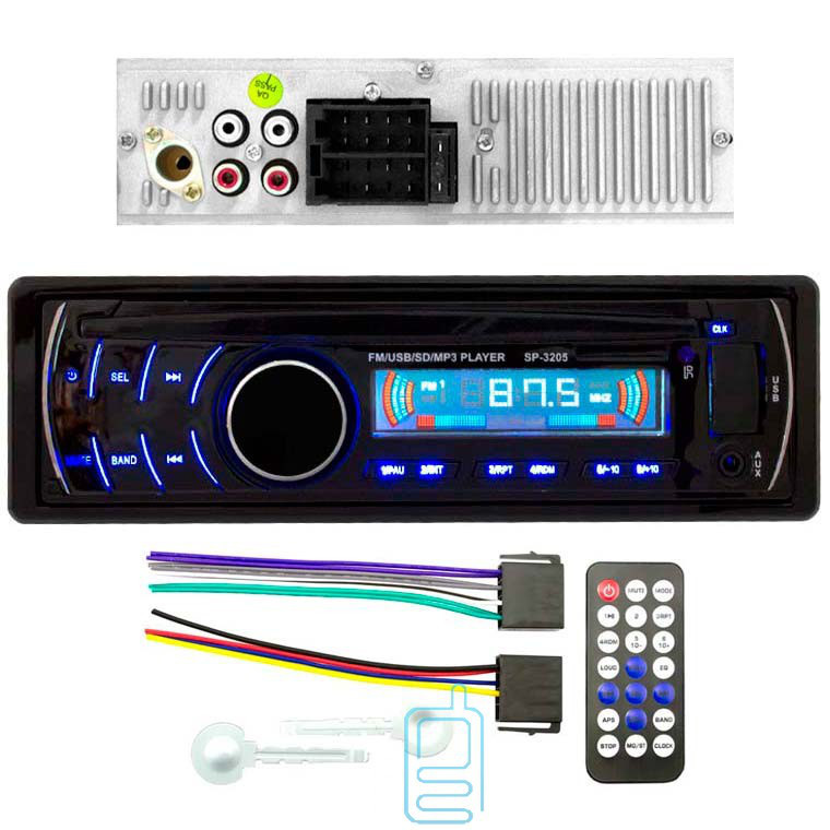 Автомагнитола популярная сенсорные кнопки SP-3205 ISO съемная синяя панель USB SD сони