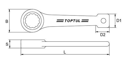 Ключ накидной односторонний (ударный) 26 мм TOPTUL AAAR2626