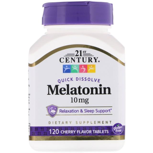 21st Century, Мелатонин, вишневый вкус, 10 мг, 120 быстрорастворимых таблеток купить недорого в украине