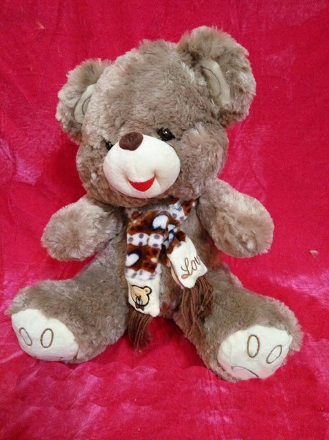 Веселый Мишка 38 см плюшевая мягкая игрушка медведь в шарфе