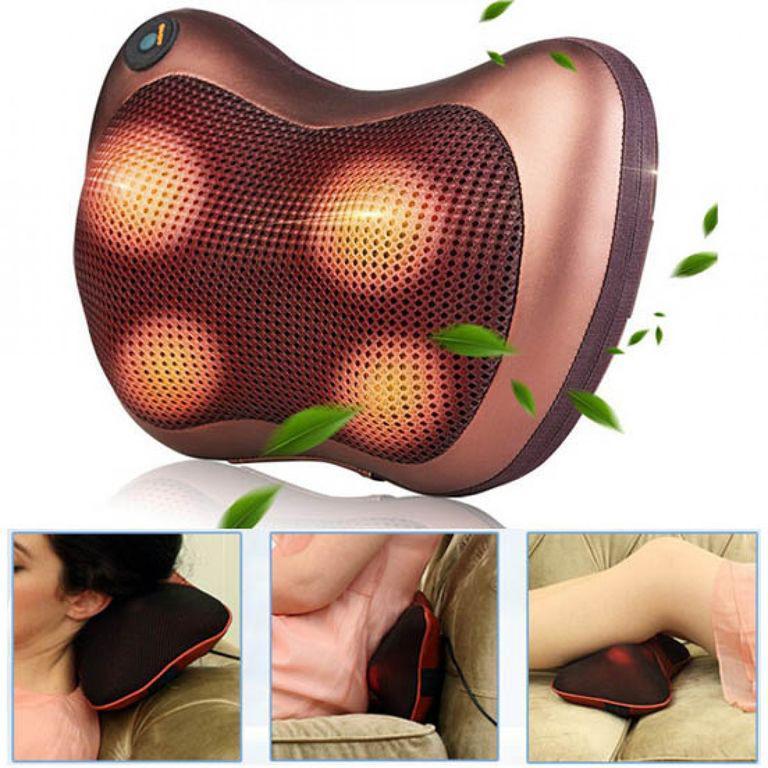 Массажная подушка 3 уровня Massage pillow QY-8028 для шеи плеч и спины автомобильный роликовый массажер 2 в 1