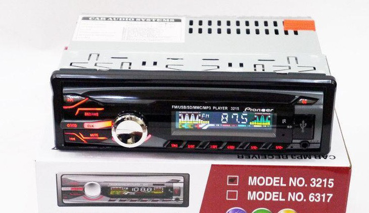 Магнитола без диска Pioneer 1DIN MP3-3215 RGB панель + пульт управления популярная с подсветкой