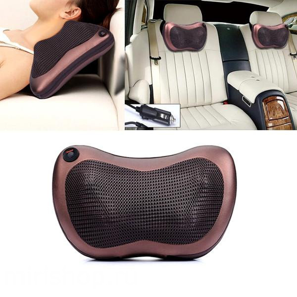 Массажная подушка 3 уровня Massage pillow QY-8028 для шеи плеч и спины автомобильный роликовый массажер 2 в 1