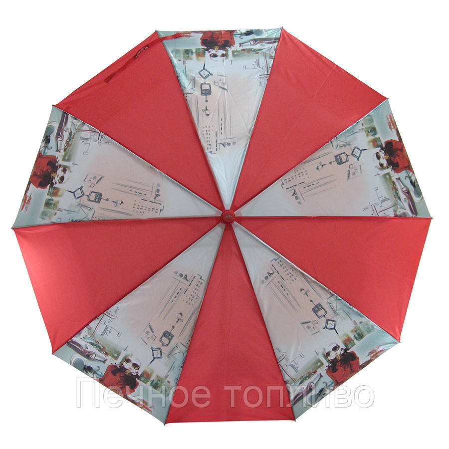 парасолька складаний автомат Червоний з дівчиною