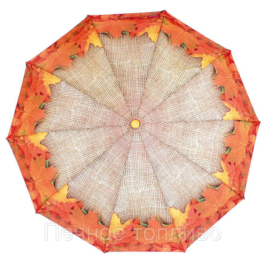 парасолька складаний напівавтомат Помаранчевий з листям