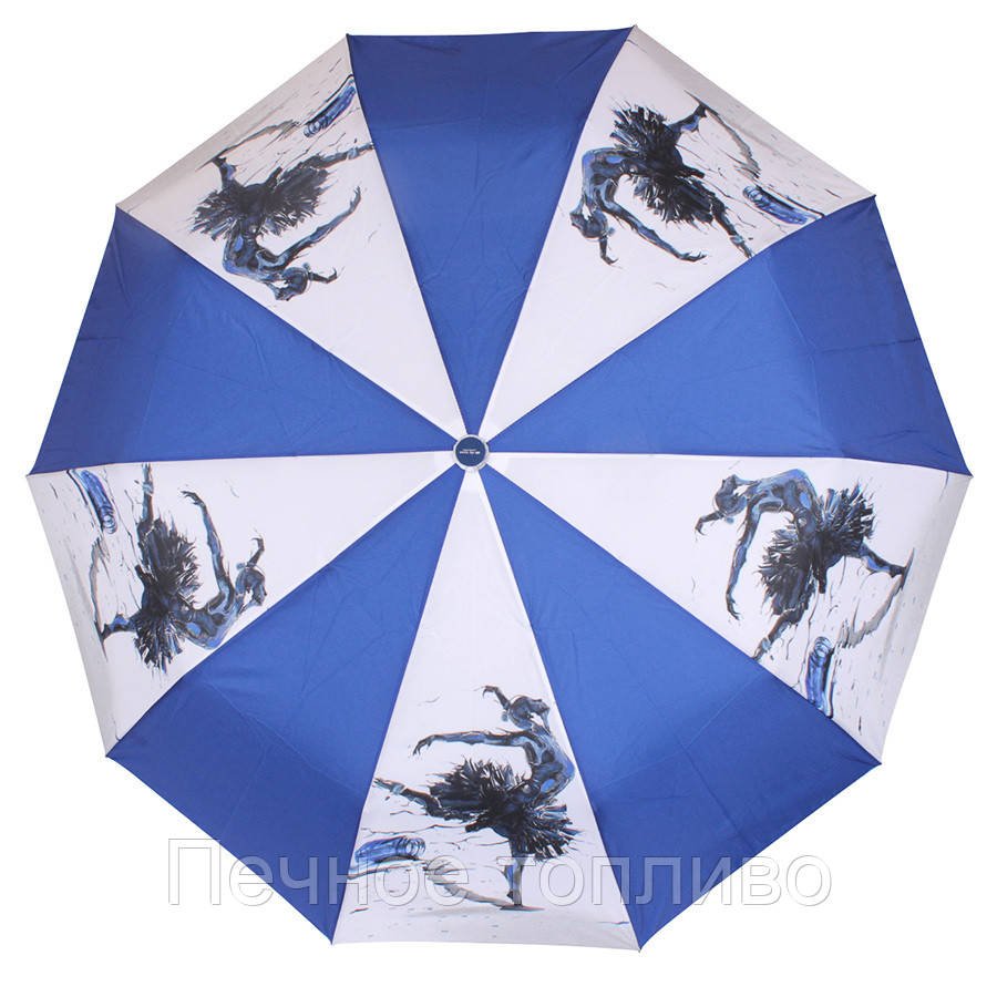 парасолька складаний напівавтомат Синій з балериною