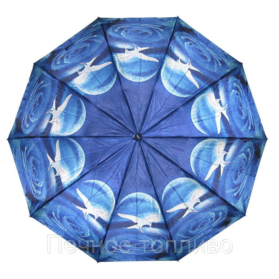 парасолька складаний автомат Синій з чайками