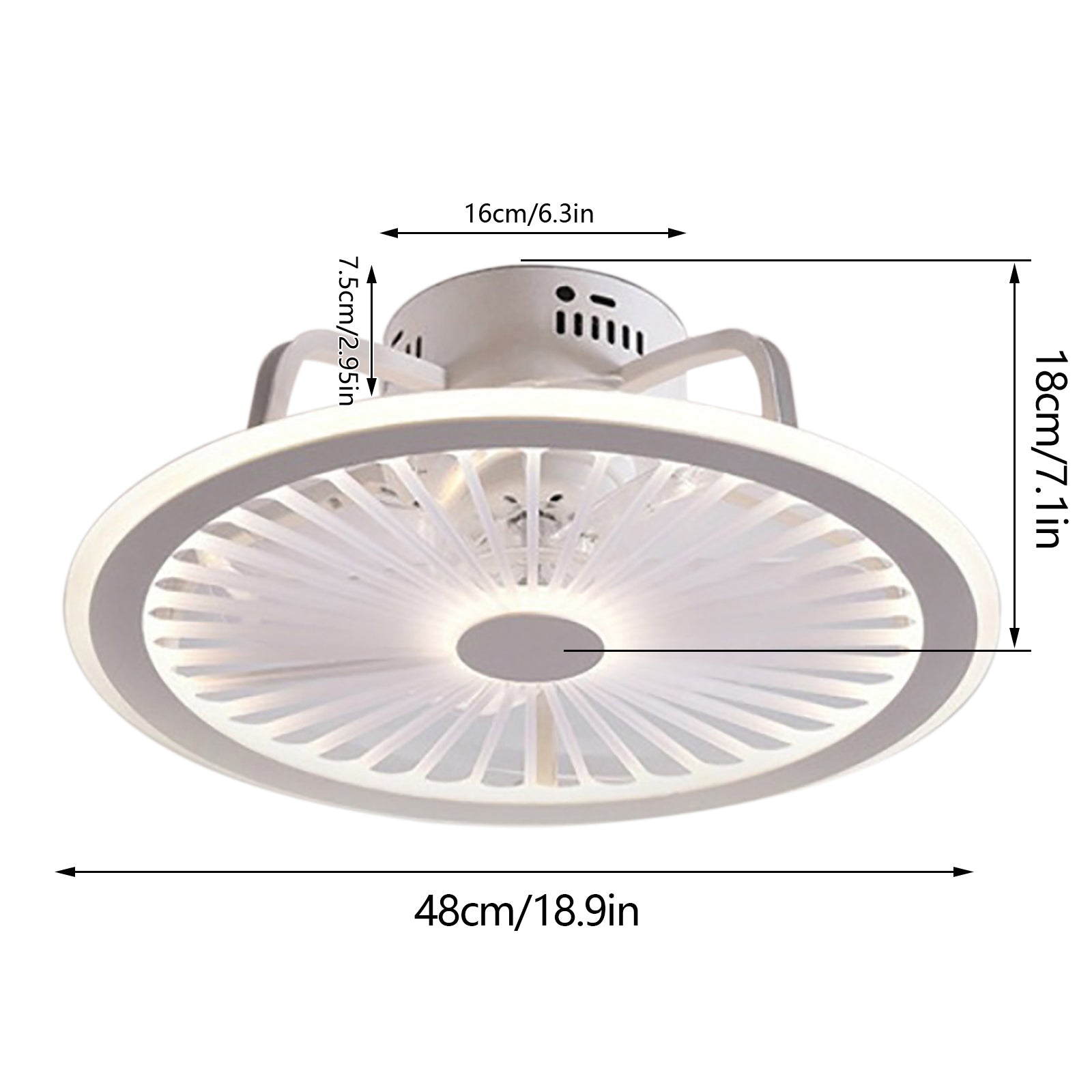 48*18cm Modern Deckenventilator mit Beleuchtung LED Dimmbar Deckenleuchte Remote für Wohnzimmer, Esszimmer, Foyer