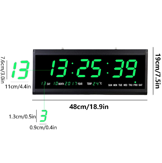 LED Digitaluhr Plastik Rahmen Netzbetriebene Kalender Uhr Temperatur Wanduhren