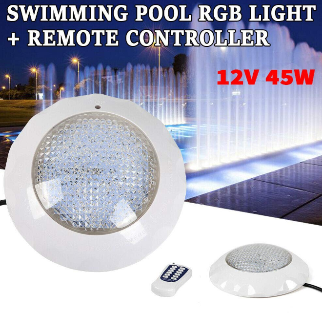 45W Schwimmbad Unterwasser Scheinwerfer Poollicht Poollampe 7 Farben 460LED IP68