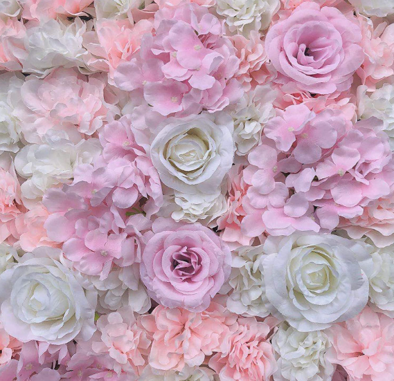 12x Künstliche Blumenwand Seidenblume Rosen-Hortensien Rosen-Hortensien Kunstblumen 60 x 40 cm