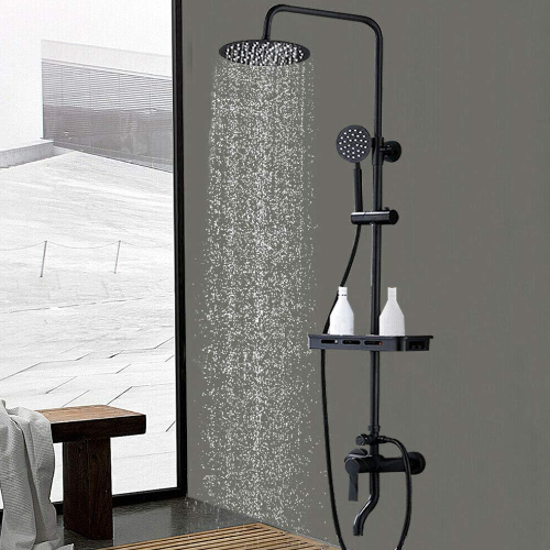 Retro Schwarz Bad Duscharmatur Duschsystem mit Handbrause