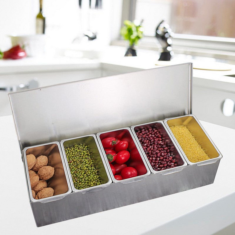 5 Stück Küche Gewürzbox Set mit Abdeckungen, Gewürzbehälter, Küchenutensilien Zutatenbehälter Edelstahl