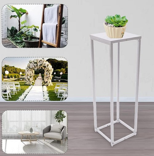 CNCEST Blumenständer Metallständer für Zimmerpflanzen Pflanzensäule Dekosäul Silber (24*24*80cm)