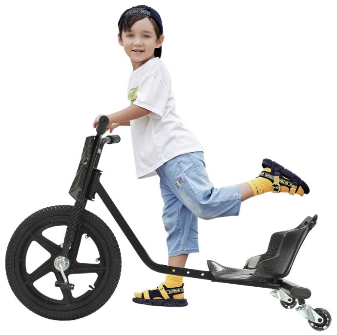 CNCEST Drift Trike Driftscooter 360 Grad Pedal Go Kart, Auffahrbares Spielzeug für Kinder Schwarz- Carbon Fiber