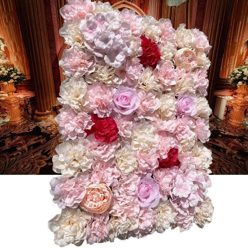 20x Künstliche Blumenwand Rosenwand DIY Schöne Hintergrunddekoration Kunstblumen Panel für Garten Hochzeit Dekor 40*60cm