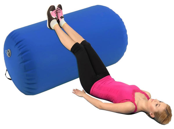CNCEST Air Roll Aufblasbare Gymnastik Roller mit Pumpe Yoga Roll für Gymnastik Training Fitness 100x60cm (Blau)