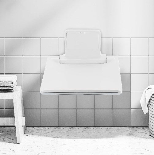 Wandmontierter Klapphocker, Duschklappsitz, bis 200 kg, Badestuhl, weißer Verandastuhl