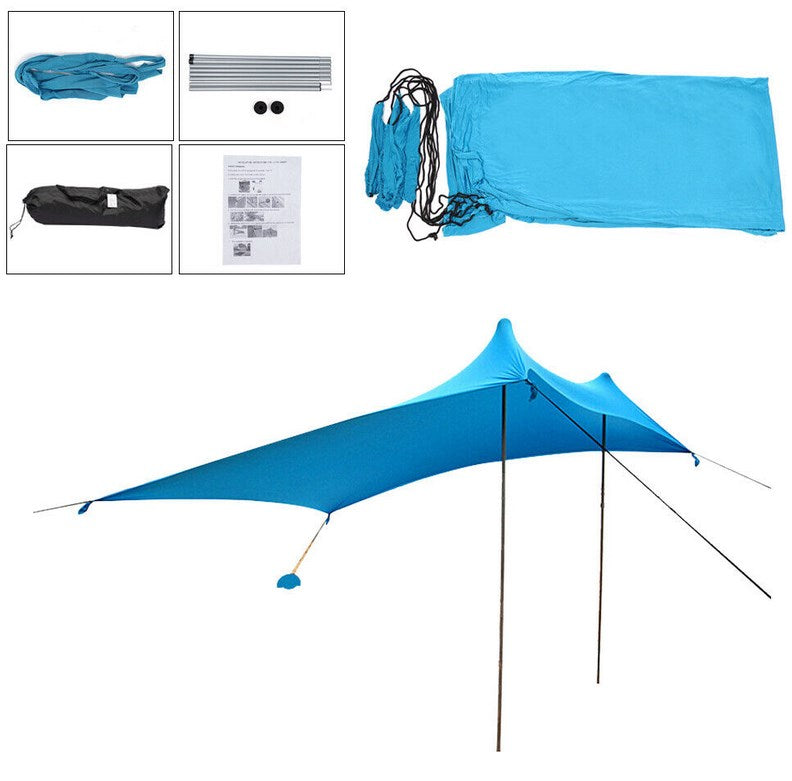 CNCEST Sonnenschutz-Markise Standmarkise Sonnenunterstand Zelt Camping Strandzelt mit Sandsäcken