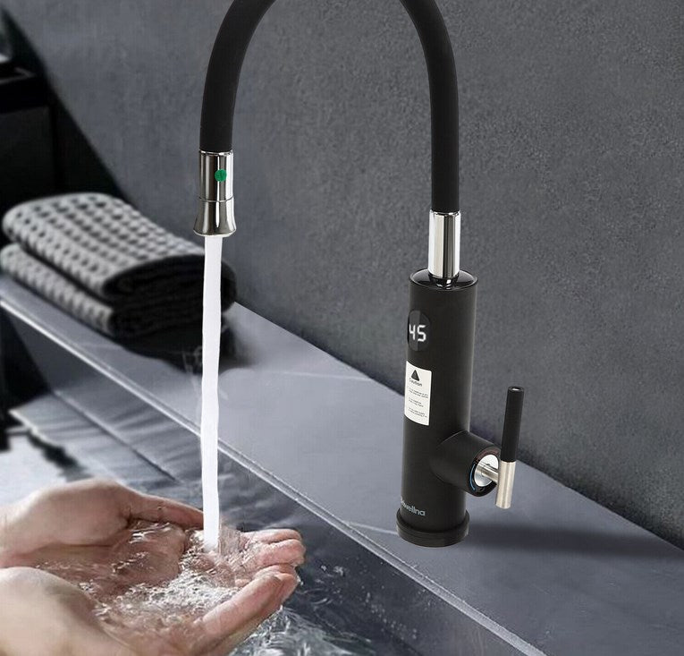 CNCEST Elektrischer Wasserhahn mit Wassererhitzer, 3200 W Instant Warmwasser Wasserhahn mit Digital Display Temperaturanzeige