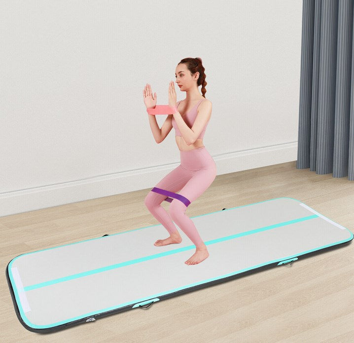 CNCEST Turnmatte Aufblasbar Yogamatte Gymnastikmatte Trainingsmatte mit Luftpumpe Schwarz und Grün