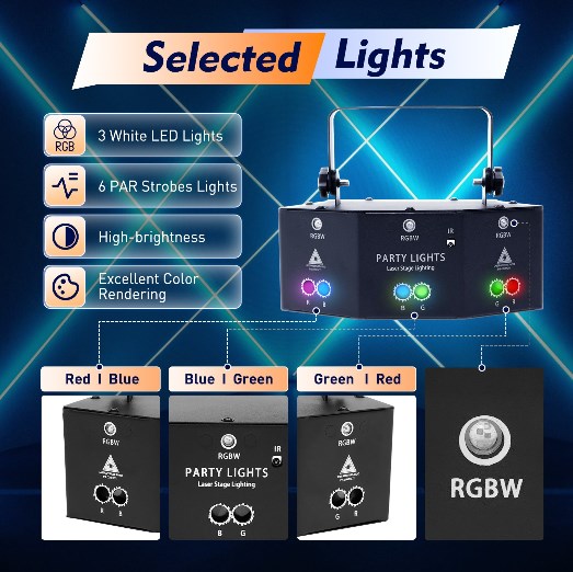 9-Eyes Laser LED RGB Licht DJ Projektor Disco Bühnenbeleuchtung Lichteffekt DMX Effektstrahler Geschenk