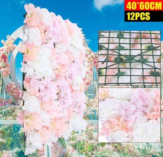 12x Künstliche Blumenwand Rosenwand DIY Hochzeit Straße Hintergrund Venue Decor