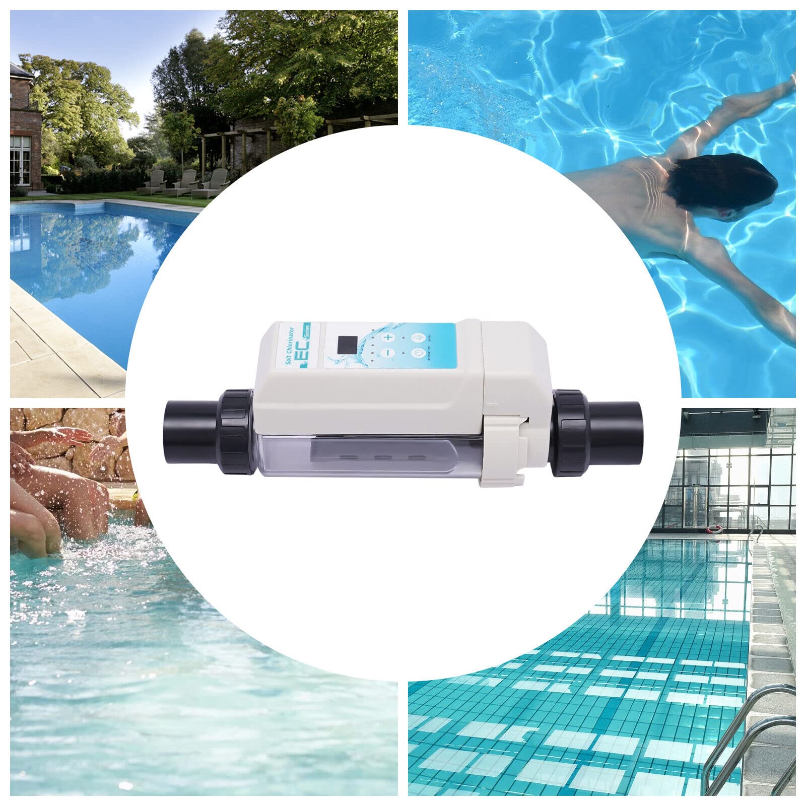 8g/h Salzwasser-Chlorator Automatische Reinigung Salzanlage Pool Desinfektionsger mit Abwärtstransformator