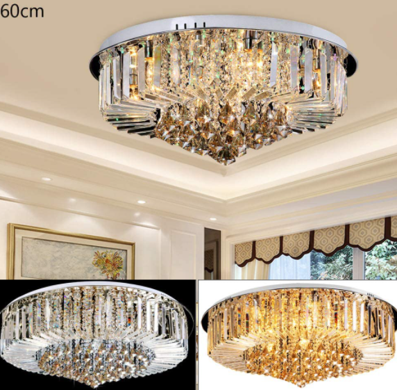 Deckenleuchte, Kristallglas Luxus Europäische LED-Lampe, Installation, Licht in 3 Farben
