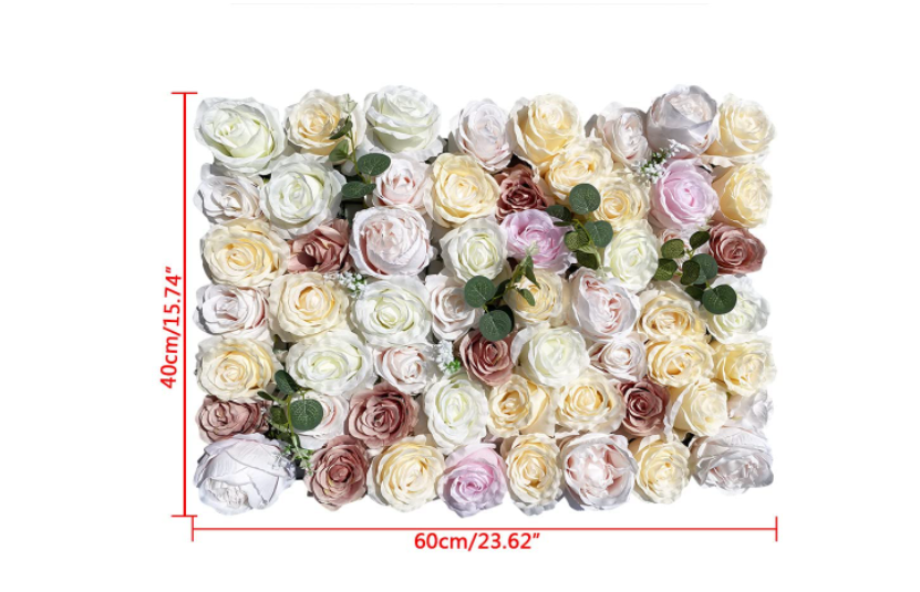 12 Stück 40*60cm Künstliche Blumenwand Rosenwand Fotohintergrund Seidenblume Blumenwandpaneele Rose Blume
