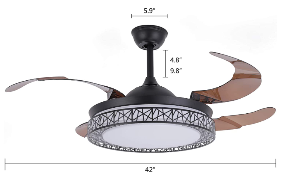 42" LED Deckenleuchte Dimmbar Deckenlampe mit 4 Einziehbare Flügel