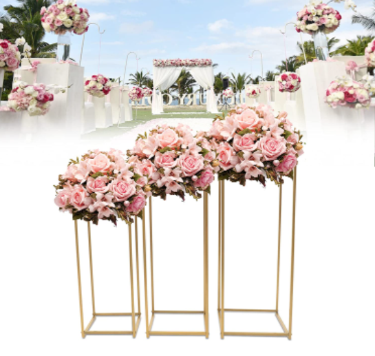 3 Stück Blumenständer Gold Blumenhocker Metall Blumenständer für Hochzeit Dekoration