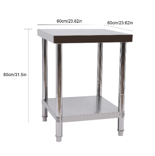 Edelstahl Tisch für Vorbereitung & Arbeit 24 x 24 Zoll, kommerzielle schwere Lebensmittel Vorbereitung Arbeitstisch mit unter Regal