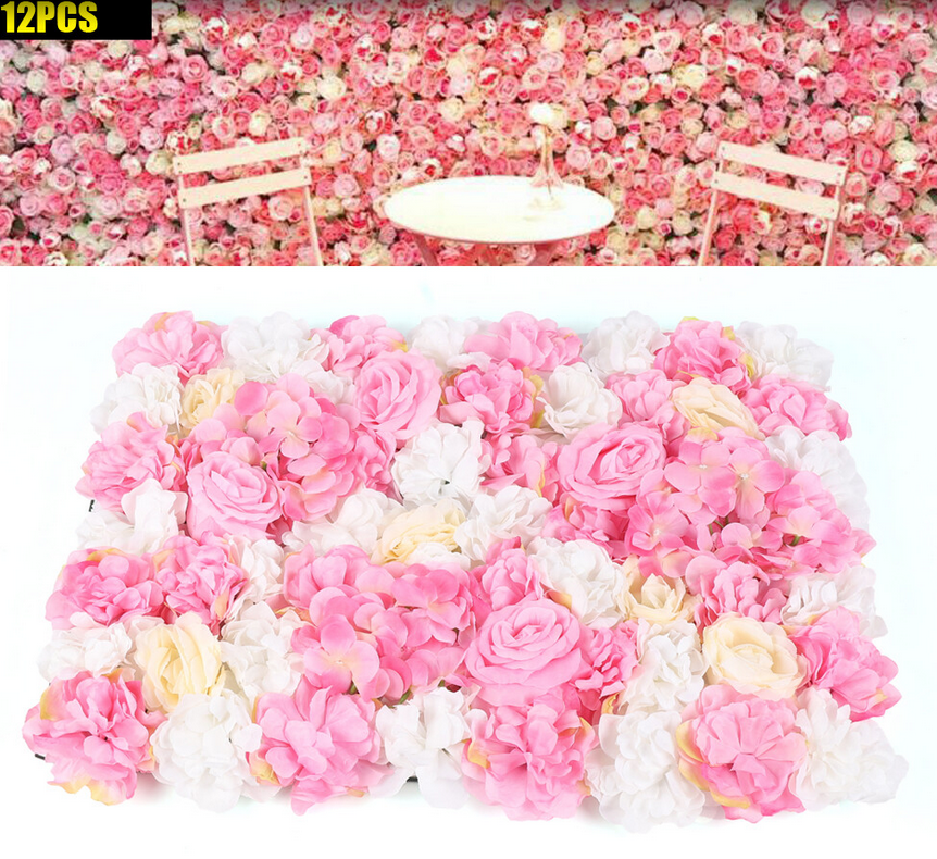 Künstliche Blumen Säule Wand 12er-Set Kunstblumen Blumenwand Rosenwand Blumen