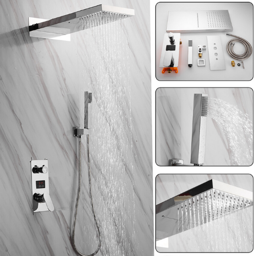 CNCEST Dusch Armatur Duschset Wandmontage Regendusche Brause Bad Duschsystem für Chrom G1/2