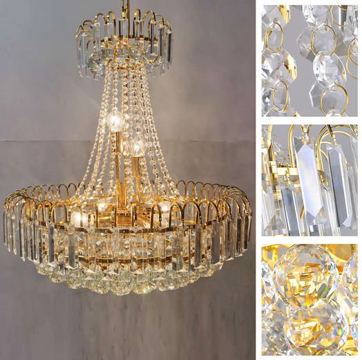 60CM Modern K9 Kristall Deckenleuchte Gold Deckenlampe LED Kronleuchter Lampe