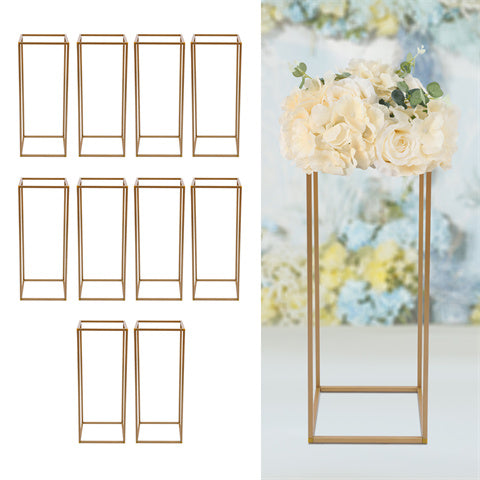 10 Stück Abnehmbarer Blumenständer für Hochzeit, Säulenständer aus geometrischen Vasen für Hochzeitsdekoratio, Party, Gold (80cm)