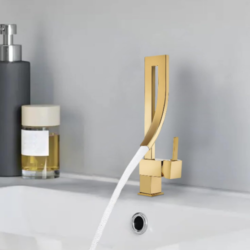 Badezimmer Einhebelmischer 360° schwenkbarer Wasserhahn Kalt- und Warmwasser Messingarmatur Keramikventil Gold