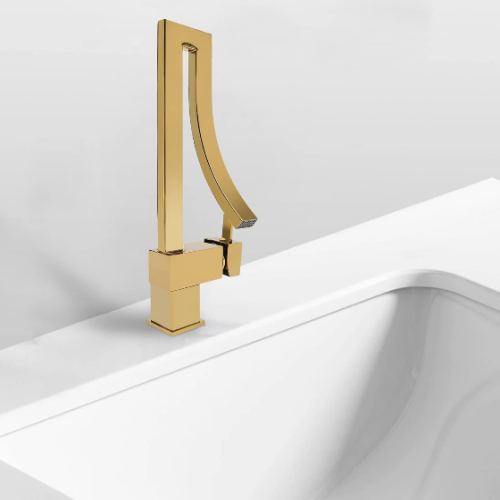 Badezimmer Einhebelmischer 360° schwenkbarer Wasserhahn Kalt- und Warmwasser Messingarmatur Keramikventil Gold