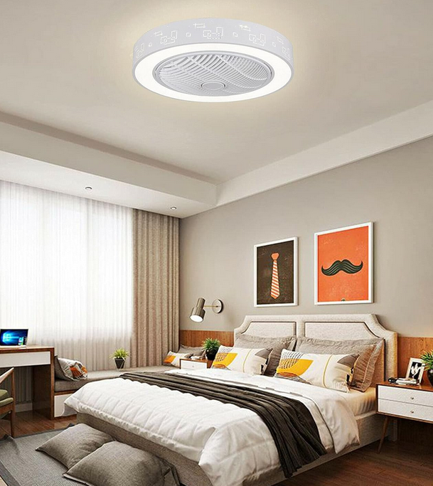 Deckenventilator mit Beleuchtung und Fernbedienung, 23 Zoll Moderne Leise Ventilator Lampe