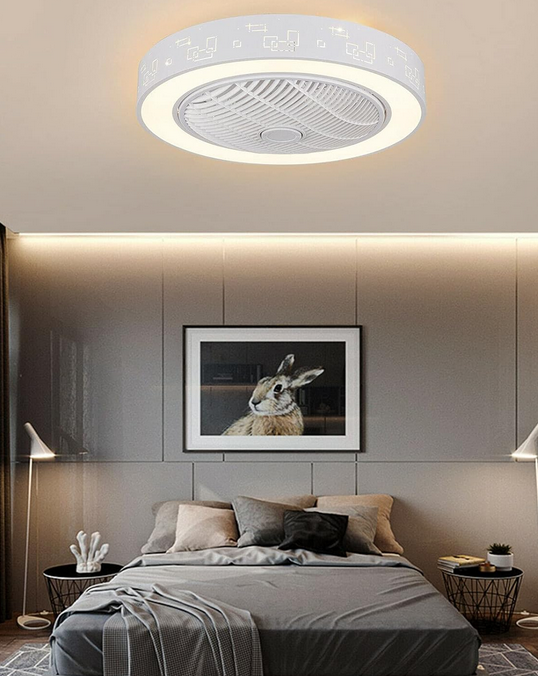 Deckenventilator mit Beleuchtung und Fernbedienung, 23 Zoll Moderne Leise Ventilator Lampe