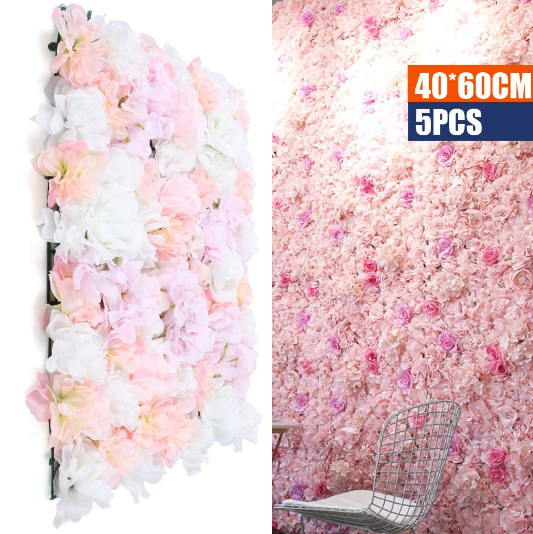 5 stücke Silk Flower Wall Panels Hochzeit Hintergrund Venue Decor Zaun Bildschirm Wand Panels