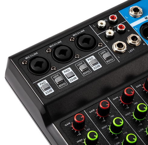 Mini Audio DJ-Mixer Live Mischpult Bluetooth 5-Kanal Stereo-Live-DJ-Audio-Mixer mit USB and Audio Interface