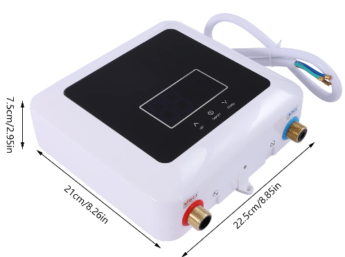 Elektrischer Mini-Wassererhitzer, 7500W Durchlauferhitzer mit LCD-Display, Untertisch-Wassererhitzer für Küche, Bad und Waschmaschine schwarz