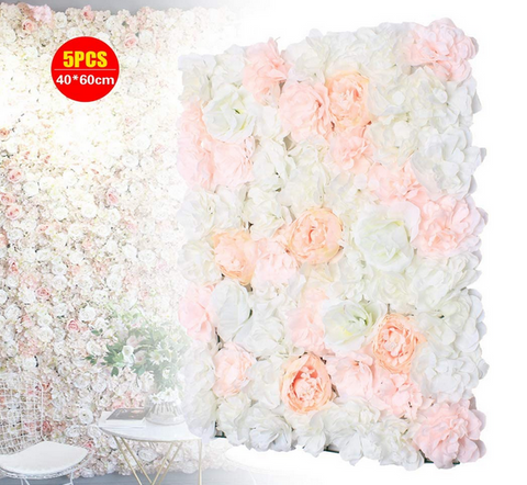 5 Stück Künstliche Blumen Säule Wand, Künstliche Blumenwand Rosenwand Hintergrunddekoration