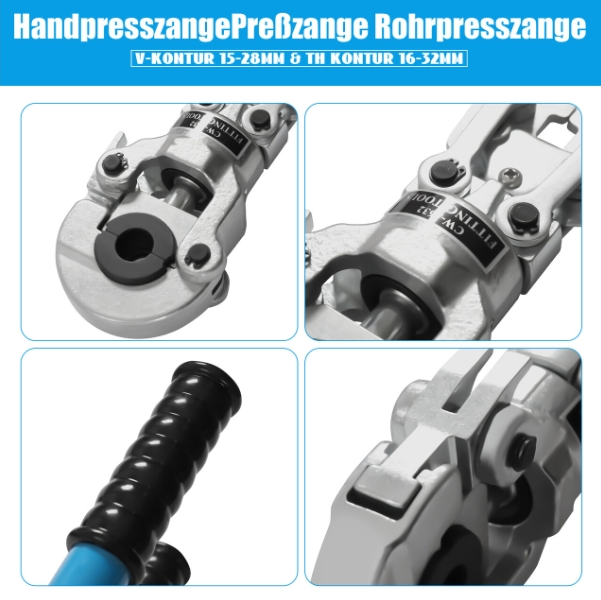Presszange V-Kontur Zangen-Sets TH Kontur Presszange 16-32mm Alurohr Aluminiumrohr Presswerkzeug