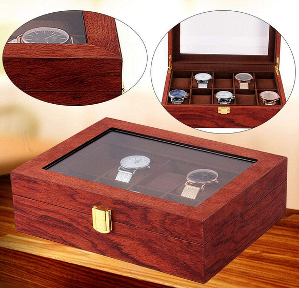 6/10/12 Uhrenbox Gitter aus Holz und Samtstoff Vintage Uhrenschatulle Uhrenbox Display Organizer Schmucketui Geschenke Uhrenschachtel