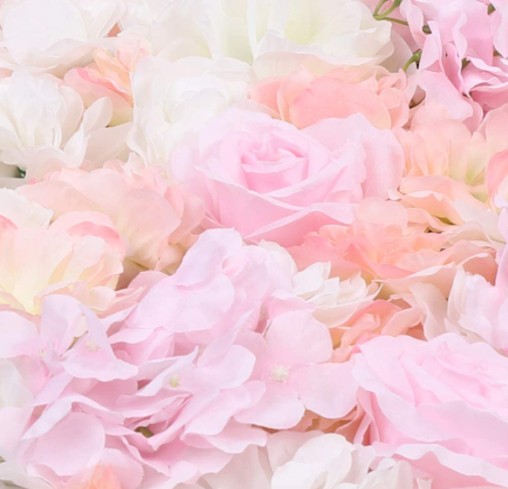 3Pcs 40 * 60cm Künstliche Blumenwand Rosenwand DIY Seidenblumen Blumenwand(Pink + Weiß)